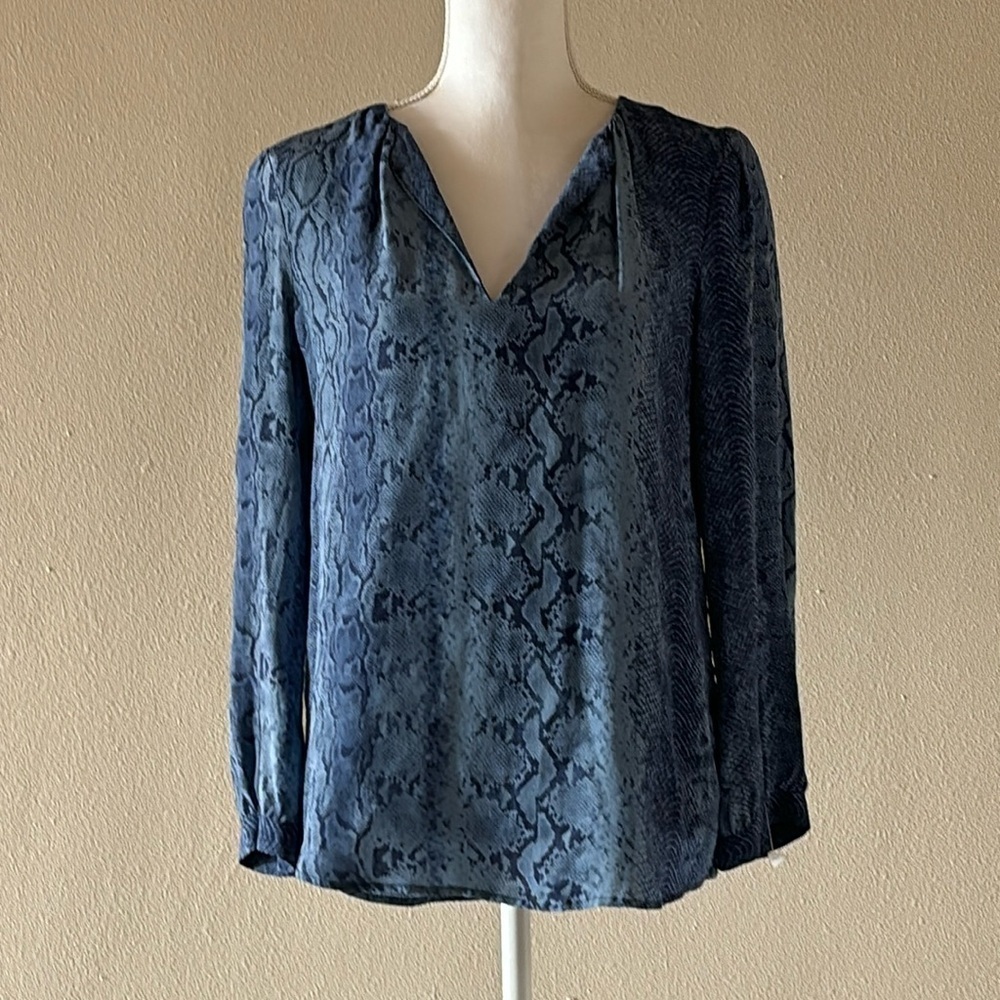 NWOT Joie Blue Snakeskin Silk Blouse S